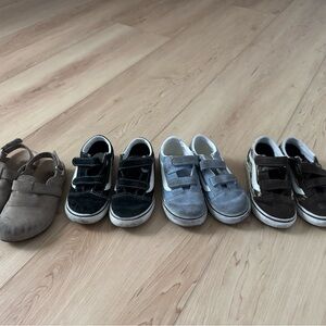 Vans Kids' Black, Gray, and Brown Velcro Sneakers